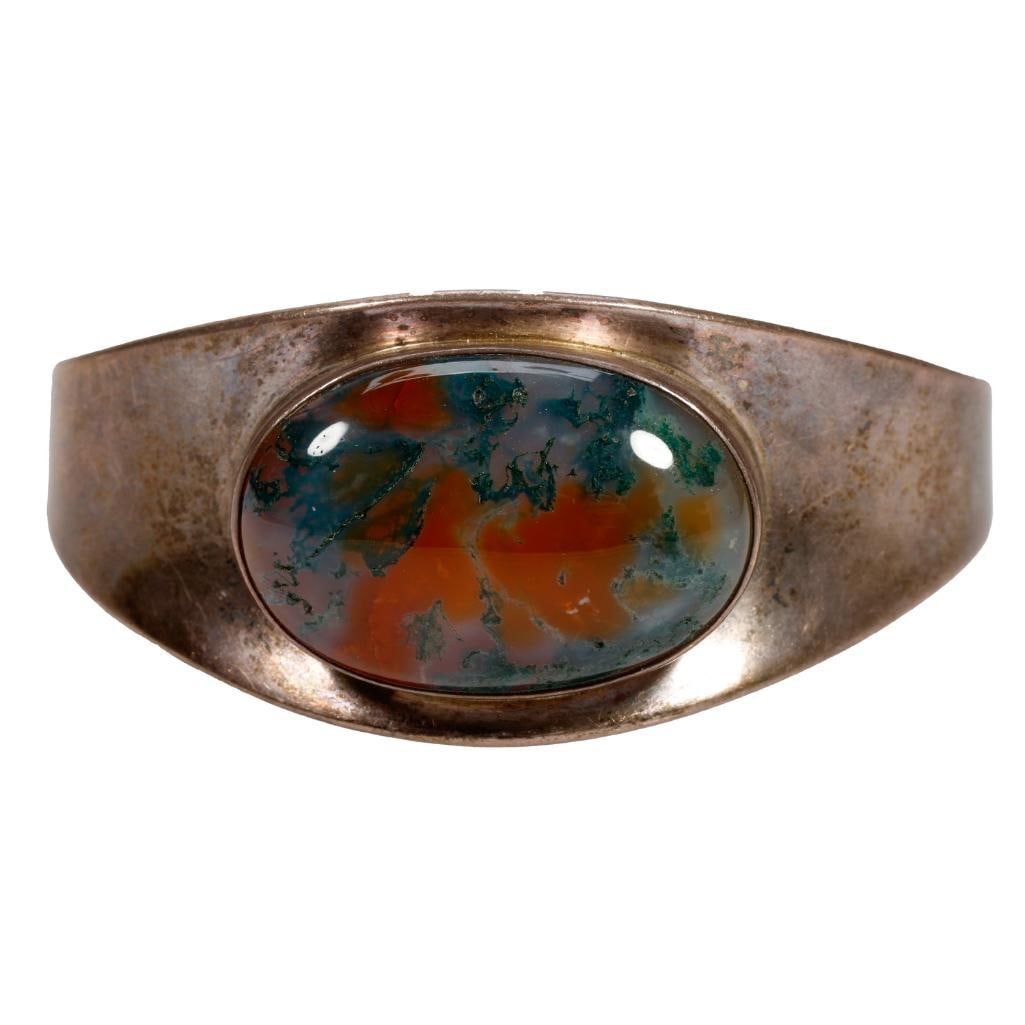 Bent Knudsen Denmark agate & sterling cuff bangle (1 of 2)