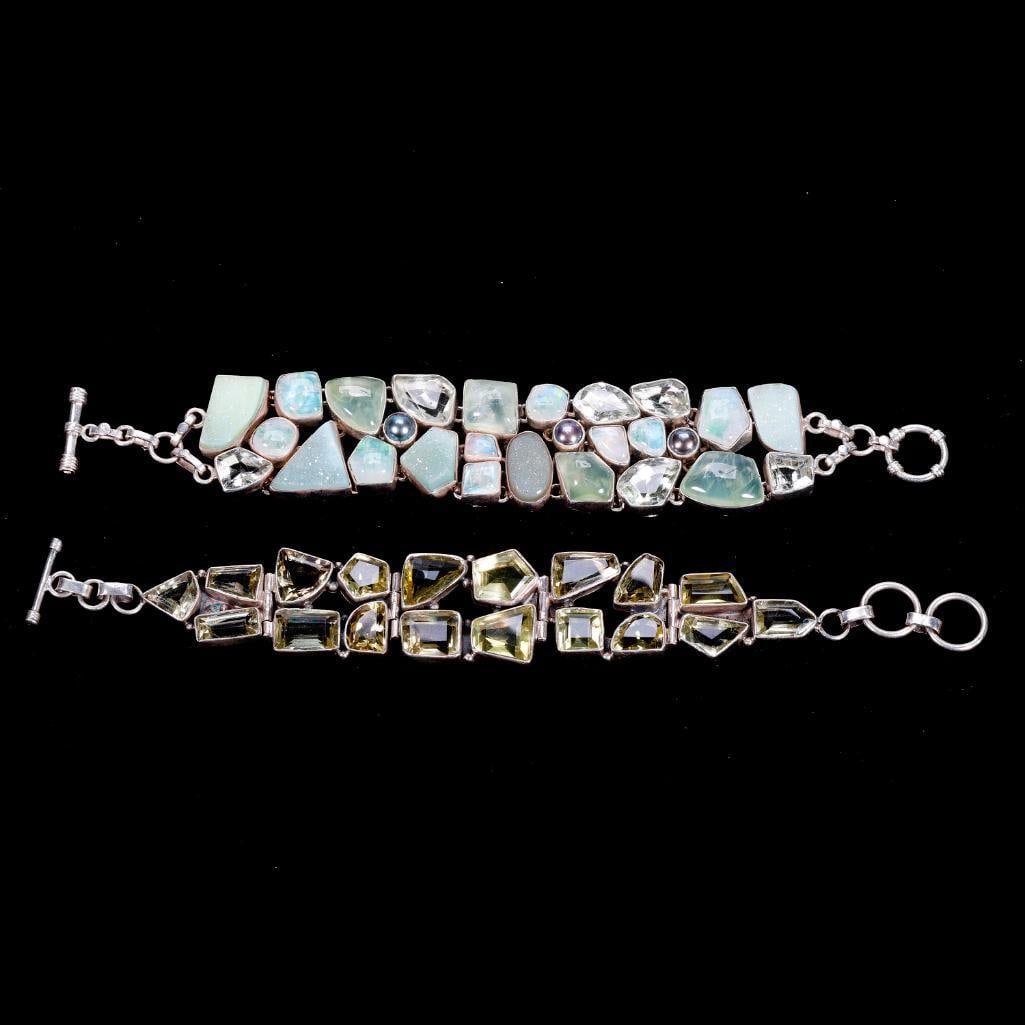 Two gem-set and silver bracelets (1 of 2)