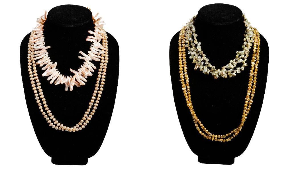 Four freshwater cultured pearl and silver necklaces (1 of 3)