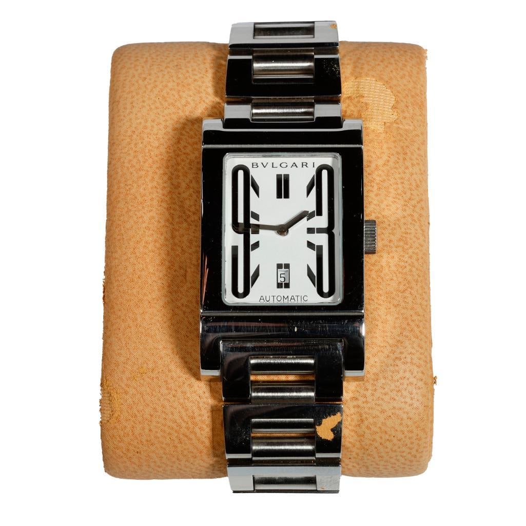 Bulgari Rettangolo stainless steel wristwatch (1 of 3)