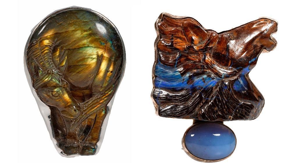 Amy Kahn Russell stone & silver brooch-pendants (1 of 6)