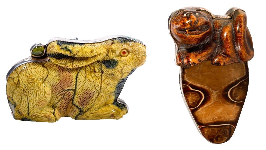 Amy Kahn Russell stone & silver brooch-pendants (1 of 6)