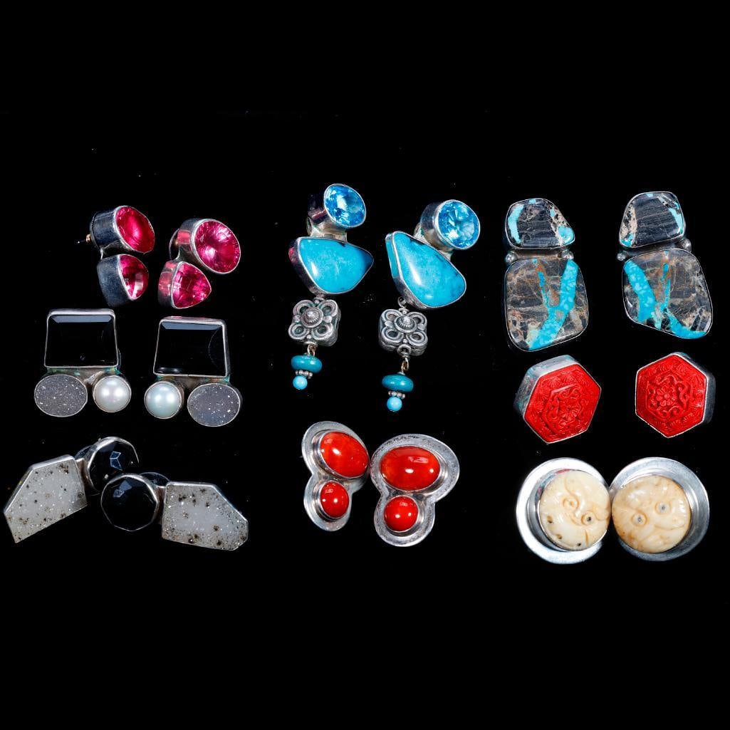 Amy Kahn Russell group of stone, silver earrings (1 of 4)