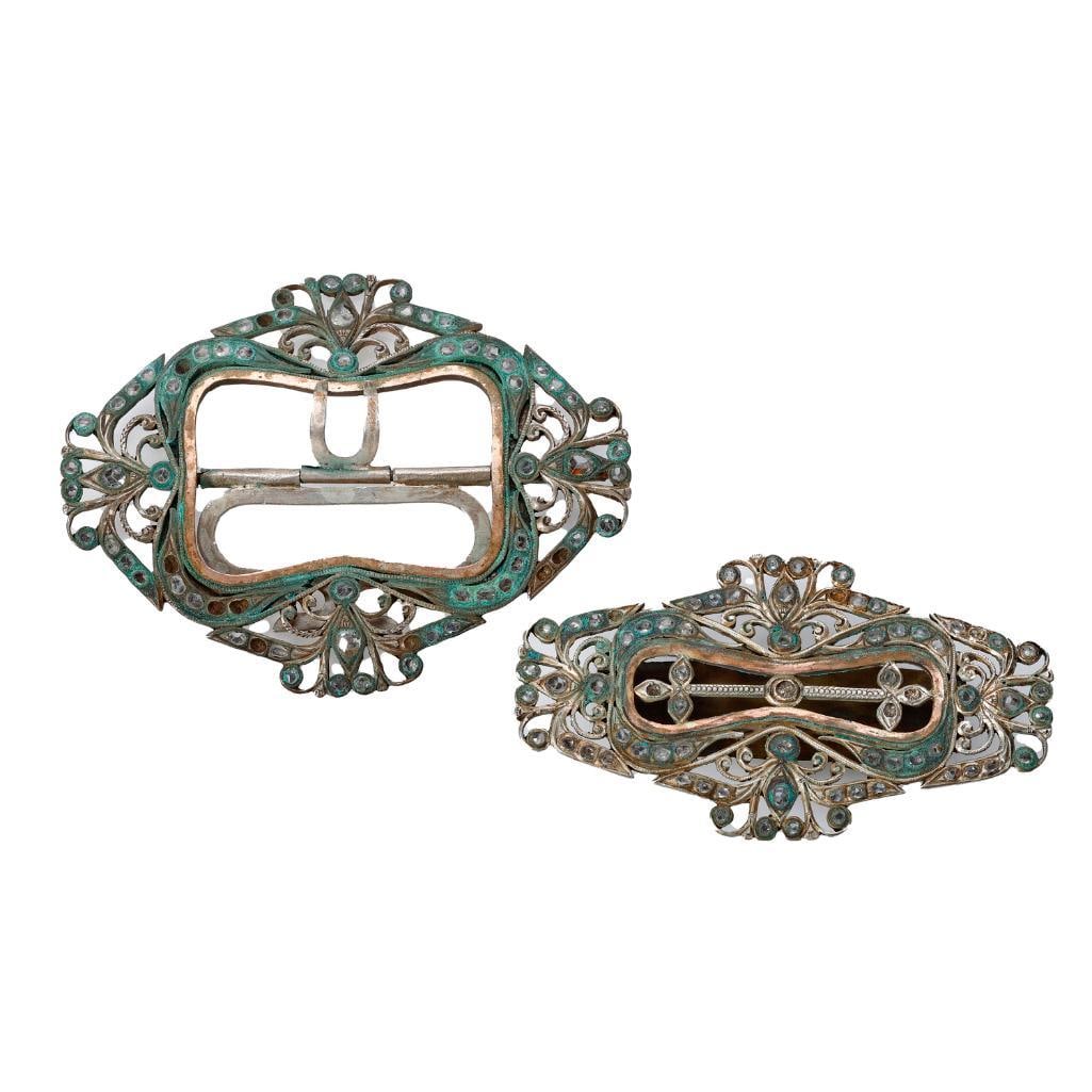 Two antique Dutch silvered paste buckles (1 of 2)