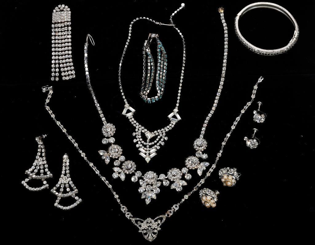 A collection of vintage rhinestone jewelry (1 of 3)