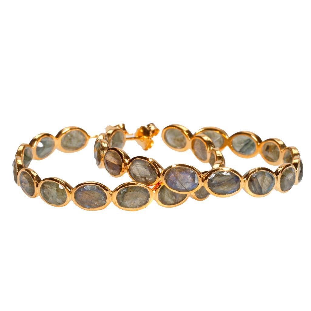 A pair of labradorite and vermeil silver earrings (1 of 3)