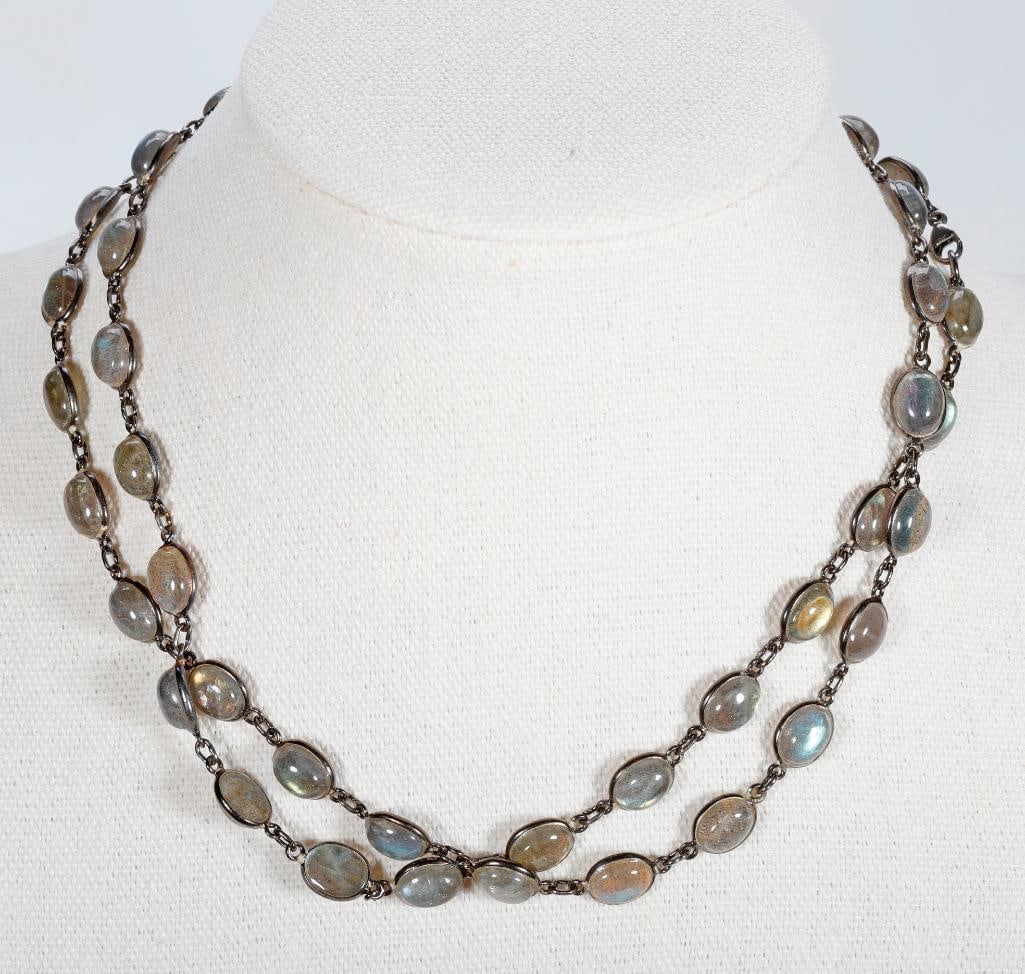 A labradorite and oxidized sterling silver necklace (1 of 5)
