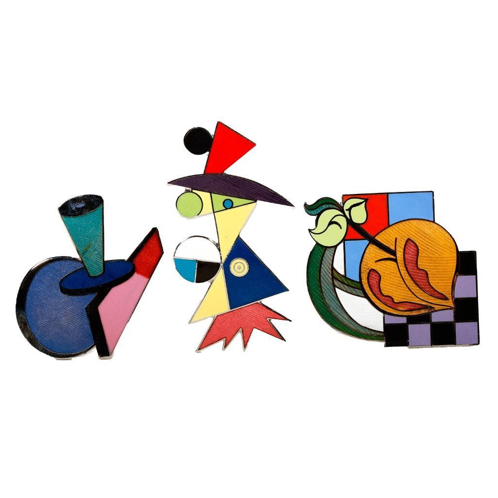 Peter Shire Melrose Emblematic enamel brooches (1 of 2)