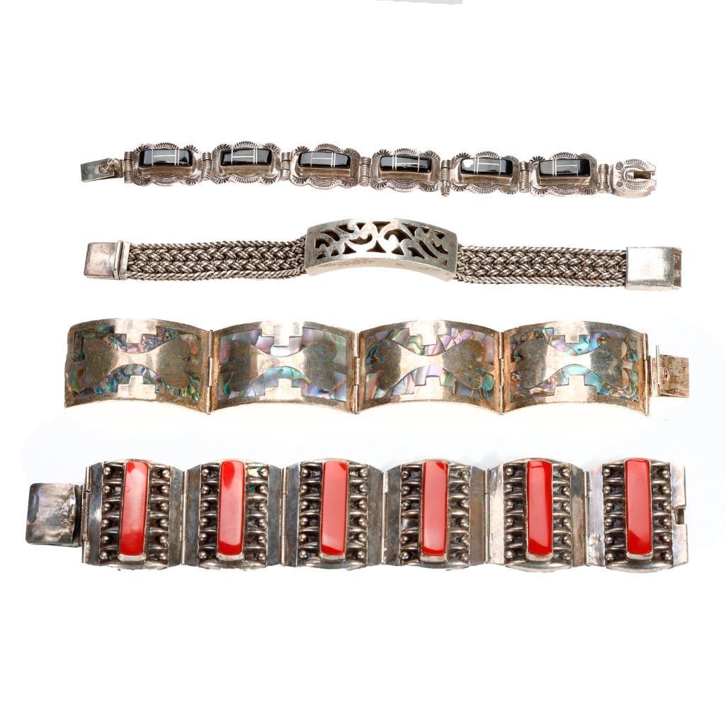 Four stone and silver bracelets (1 of 3)
