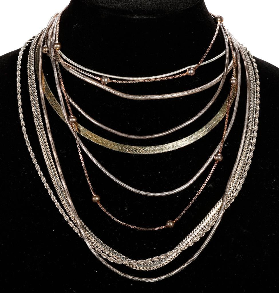 Nine sterling silver chain necklaces (1 of 3)