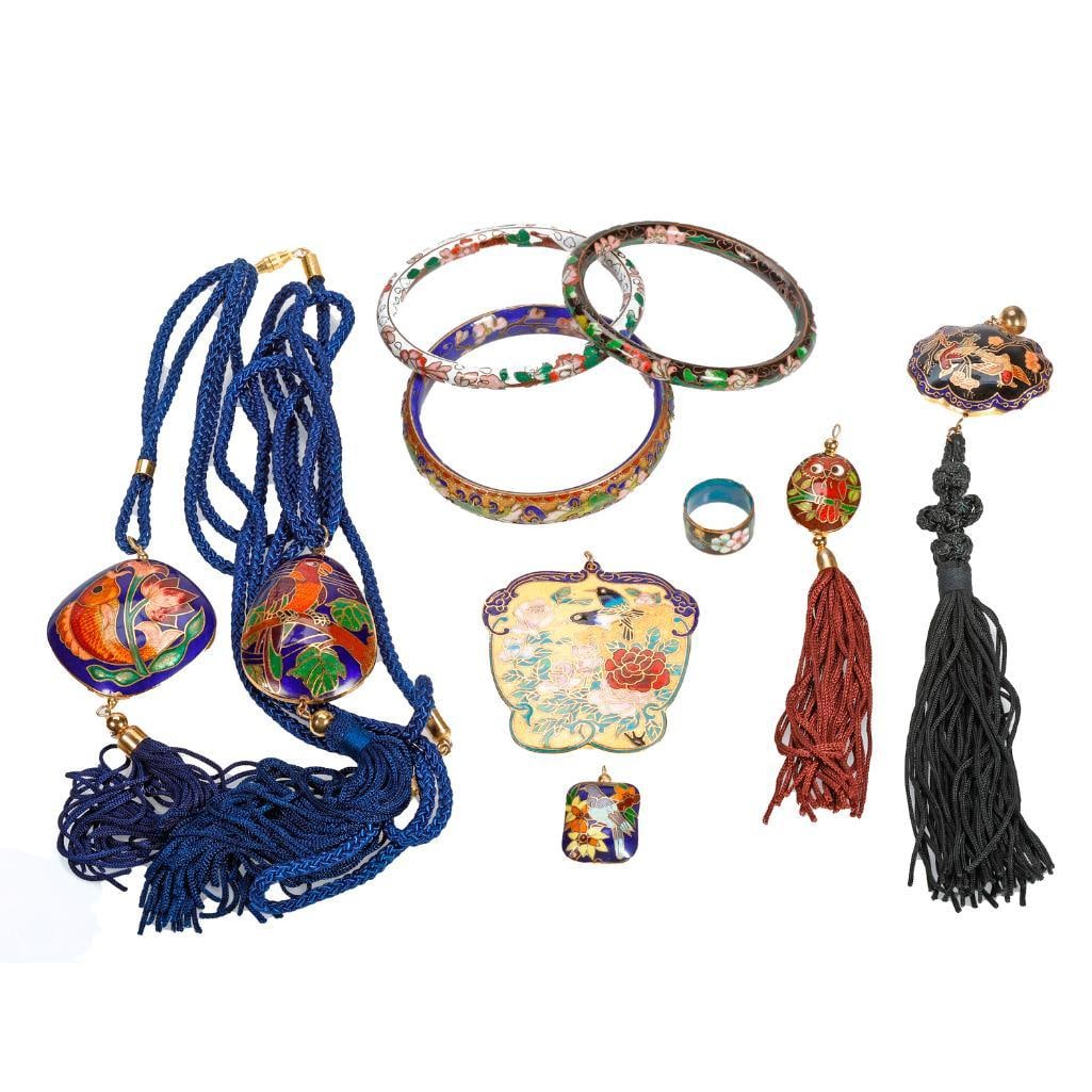 A group of silver and metal cloisonne jewelry (1 of 4)