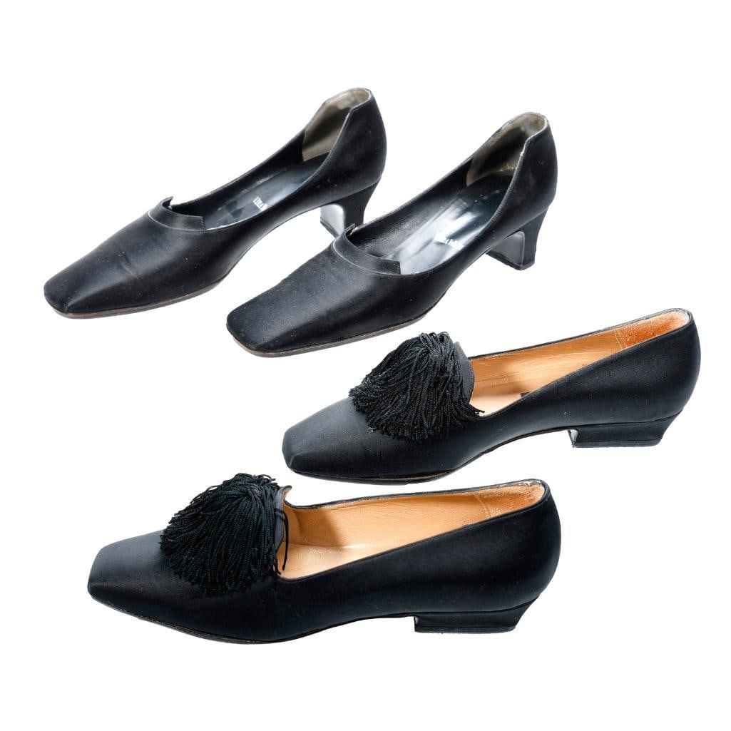 Vera Wang Black Satin Low Pumps, with another (Sz 7.5/7) (1 of 3)