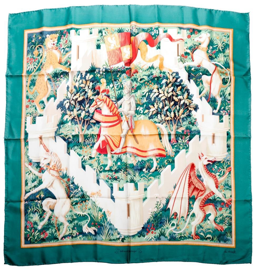 Two Belle von der Goltz Silk Scarves, Columns/Knight (1 of 6)
