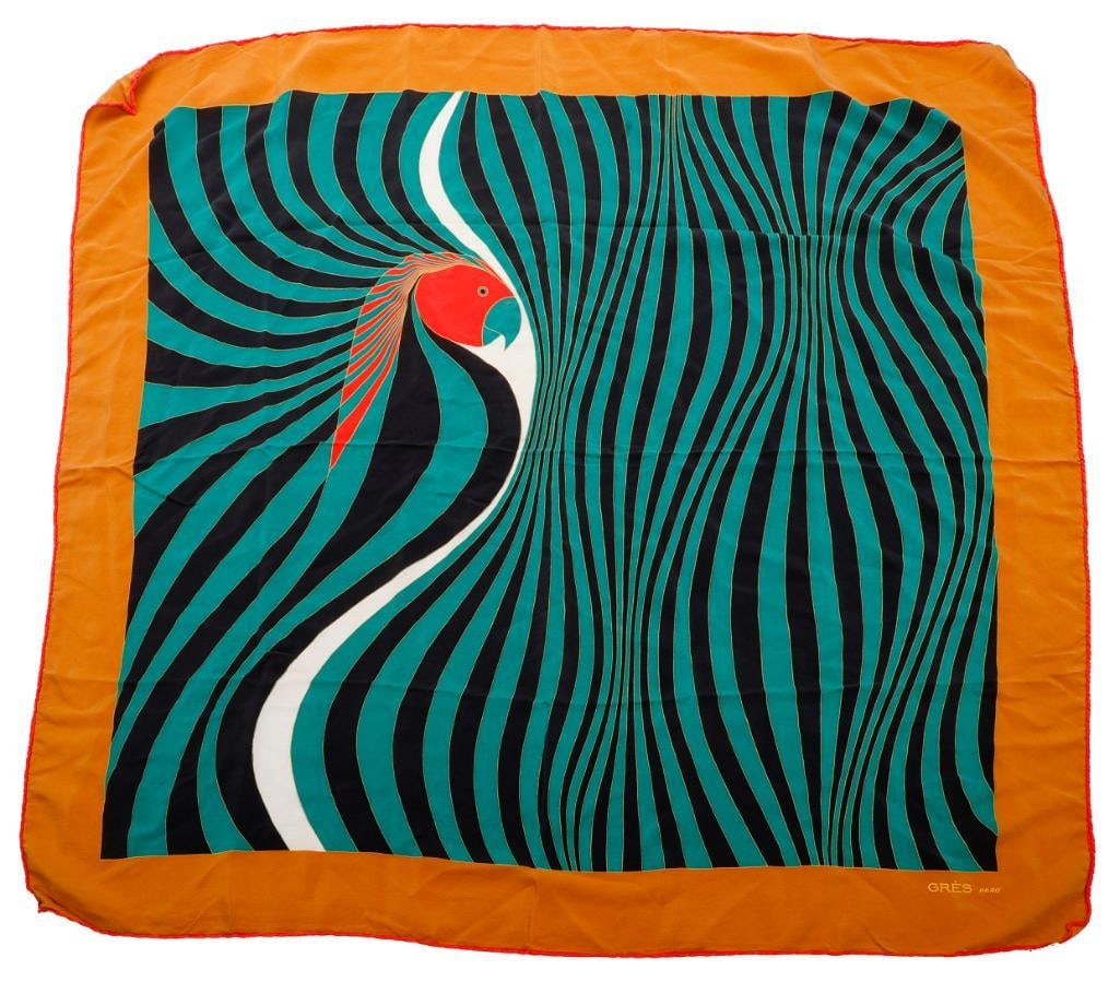 Gres, Paris Silk Parrot Scarf, with Armani Blouse (1 of 4)