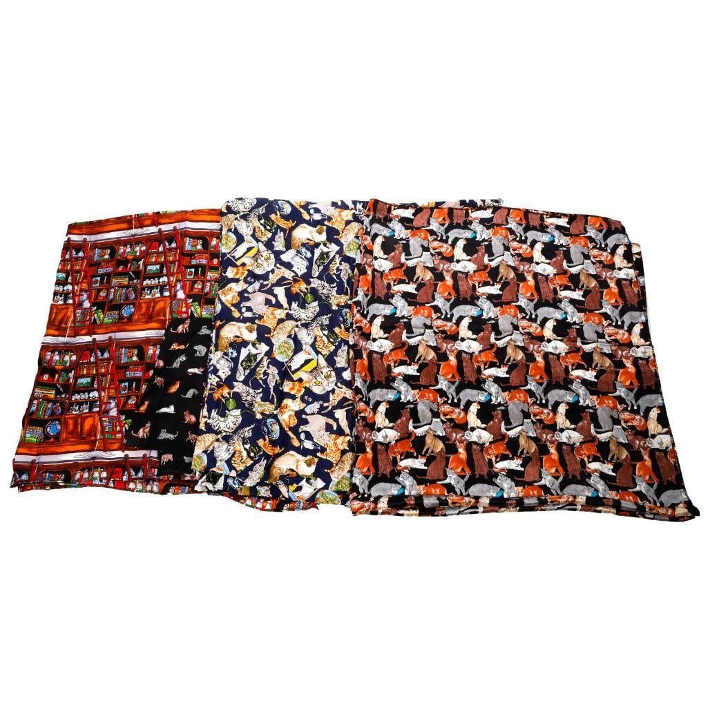 Nicole Miller Silk Scarves (3): Cats/Library (1 of 4)