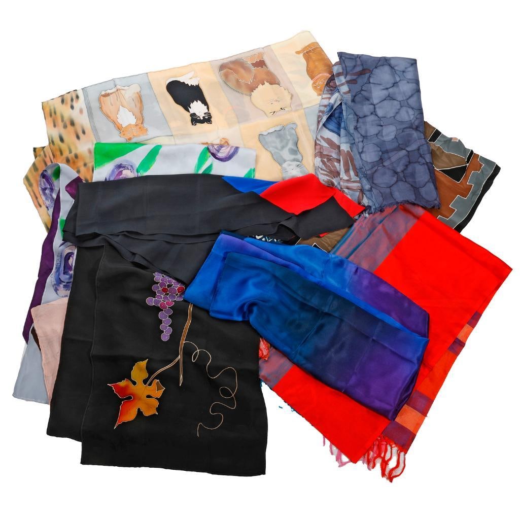 Assortment of Silk Art Scarves (16) (1 of 3)