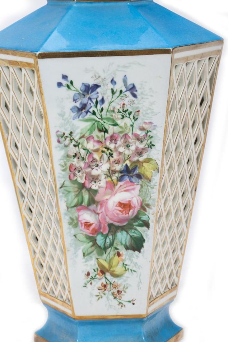 Pair of French Blue Porcelain Vases - 2