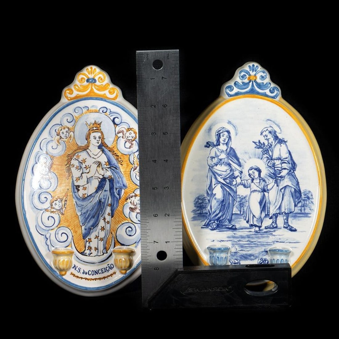 3 Portuguese Ceramic Plaques, incl. Madonna and Child - 4