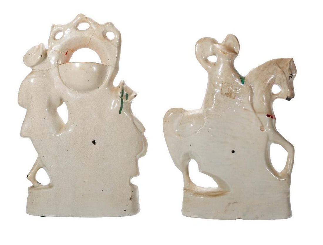 Four Staffordshire Figural Groups or Pocket Watch Holders - 4