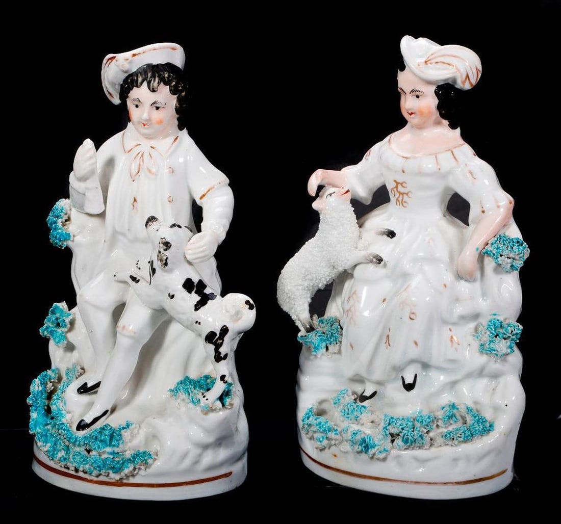 Five Staffordshire Figures Including a Cottage Pastille Burner and A Hunting Dog - 5