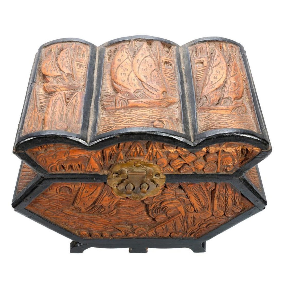 Chinese Carved Camphor Wood Box - 4