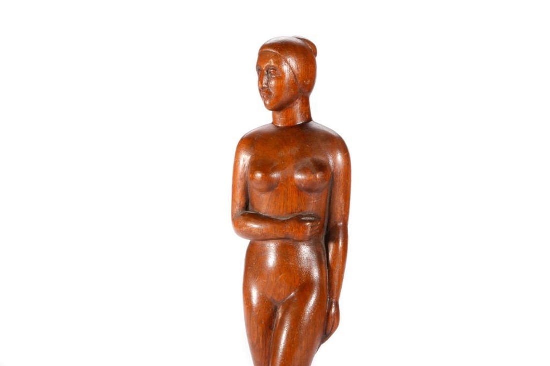 Art Deco Carved Wood Nude Figure - 2