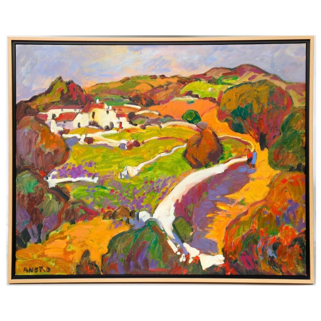 Manel Anoro (Born 1945): Artist: Manel Anoro (Born 1945). Title: "Menorca (Tramontana)." Signature: Signed lower left. Dated verso: Agost 2010. Medium: Oil on canvas. Size: 28 1/2" x 36" (frame 30 1/2" x 37 3/4"). Condition