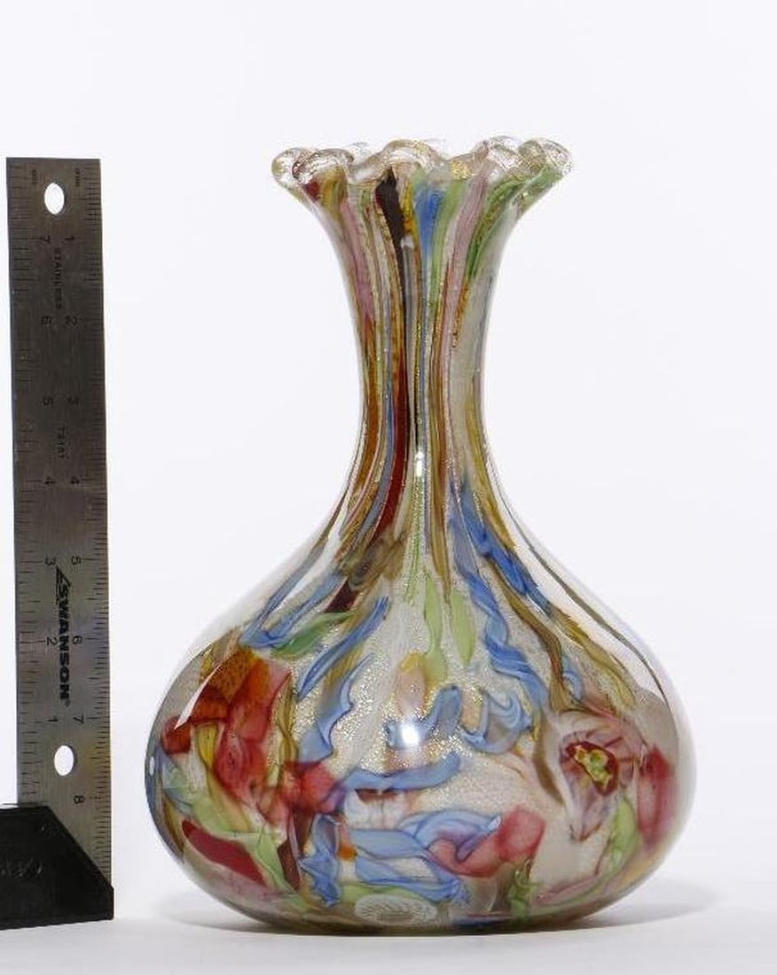 Italian Art Glass Multicolor Vase - 6