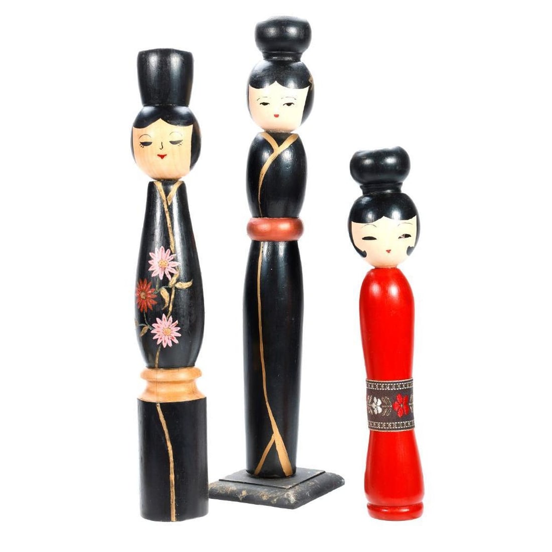 Six Japanese Kokeshi Folk Art Dolls - 2