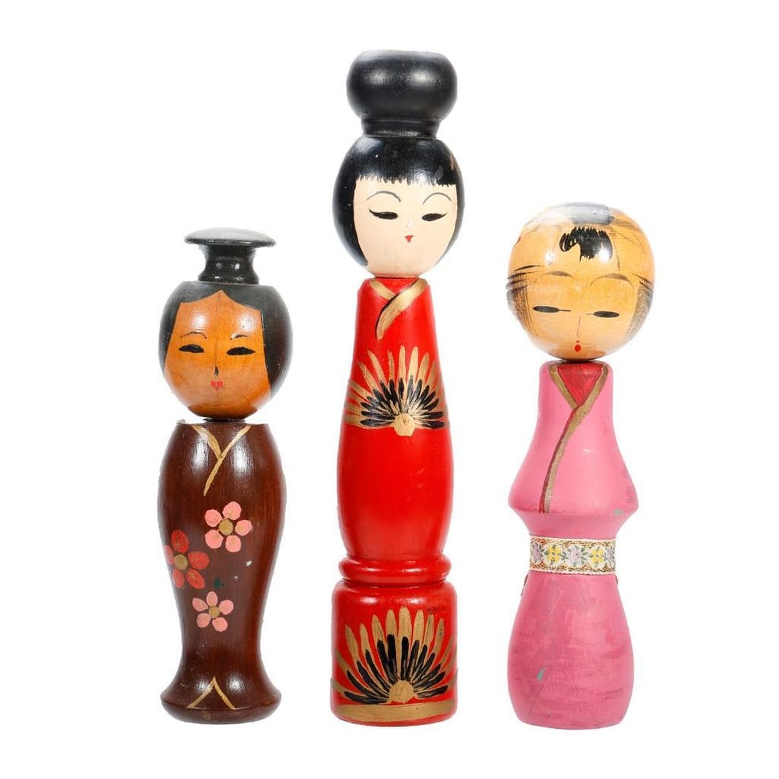 Six Japanese Kokeshi Folk Art Dolls - 3