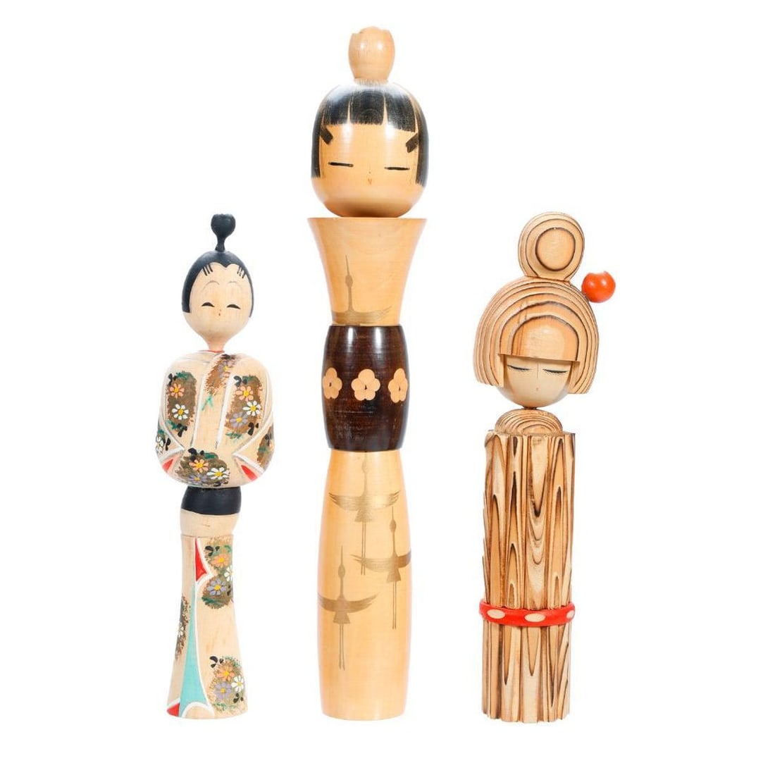 Six Japanese Kokeshi Wood Dolls - 2