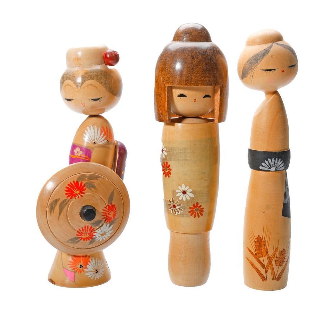 Six Japanese Kokeshi Wood Dolls - 3