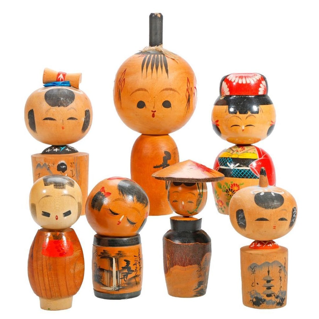 Ten Japanese Kokeshi Dolls - 2