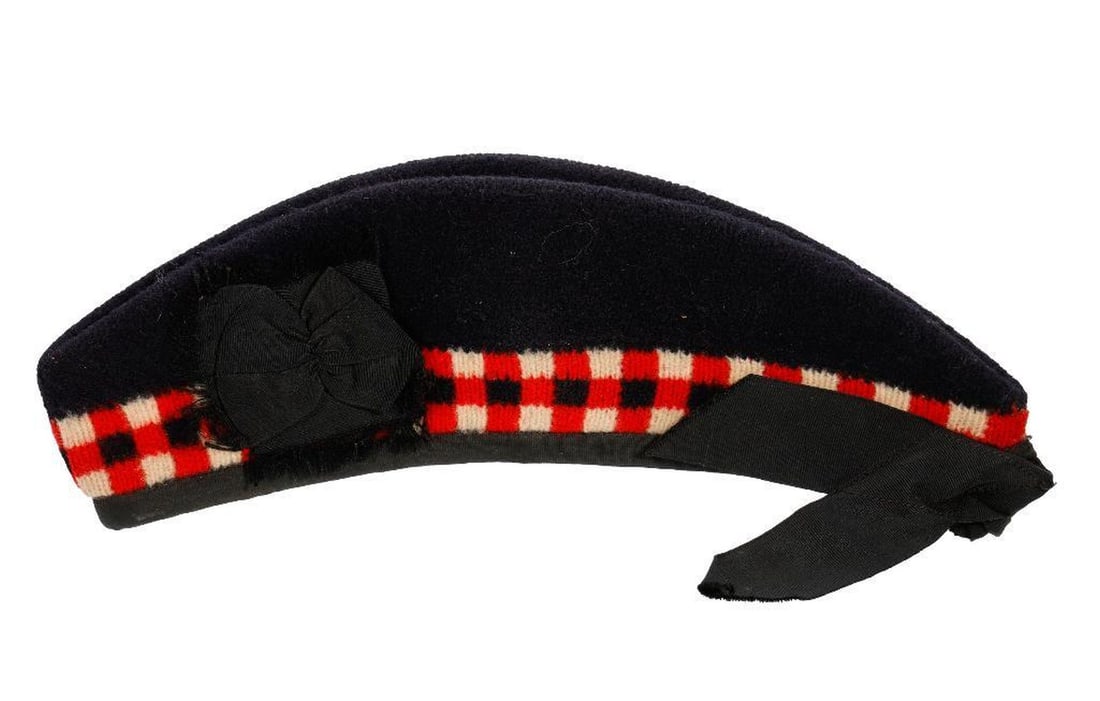 Leather Top Hat Box, with Shriners Fez and Glengarry Hat - 3