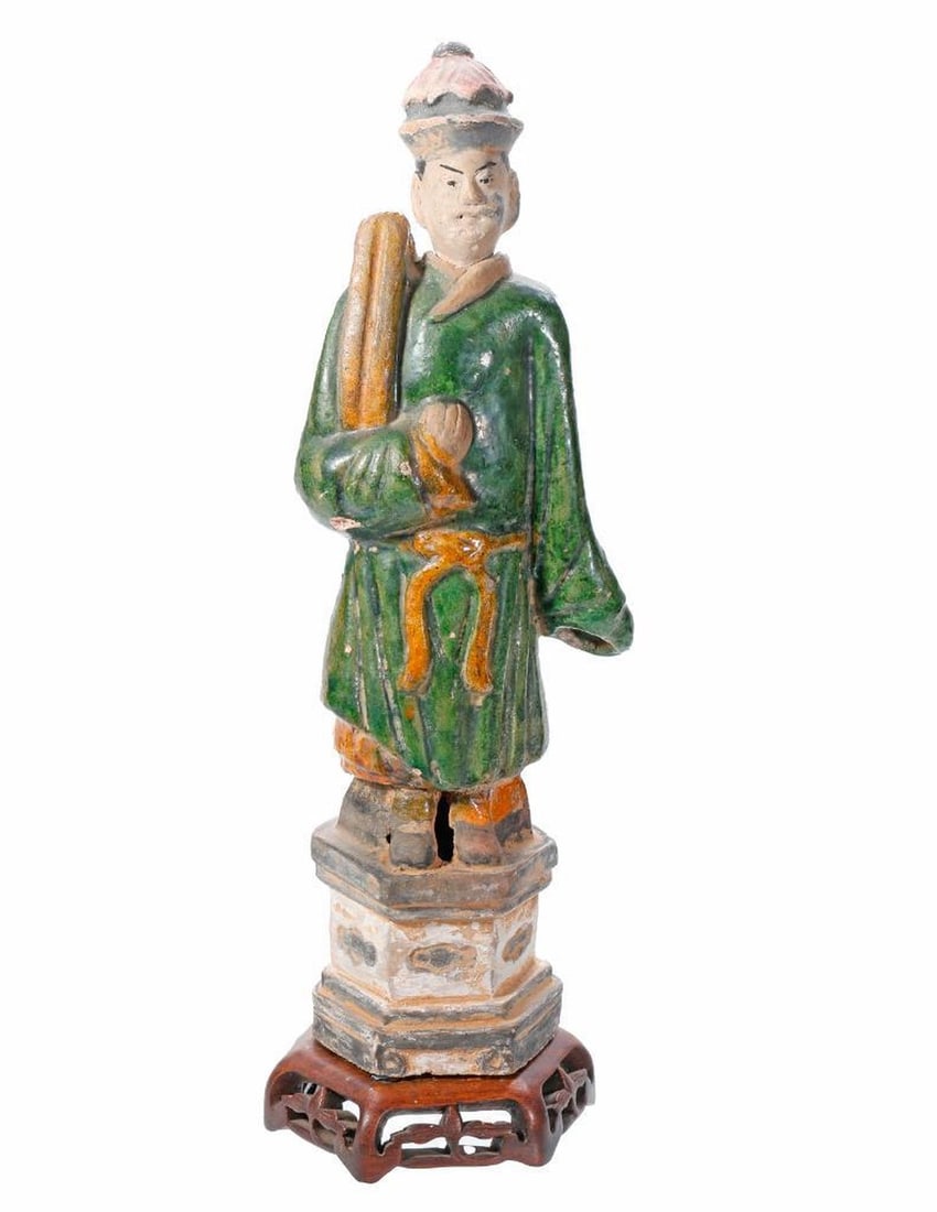 Ming Dynasty Sancai Glazed Attendant Figure. Property of Alton F. Irby III