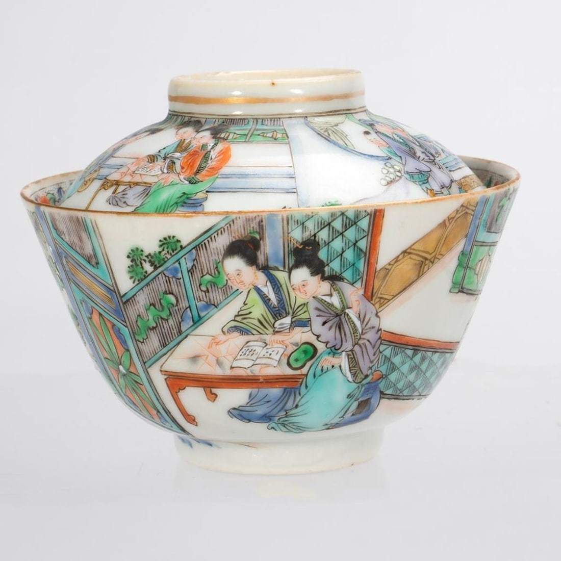 Six Chinese Porcelain Lidded Tea Bowls - 2