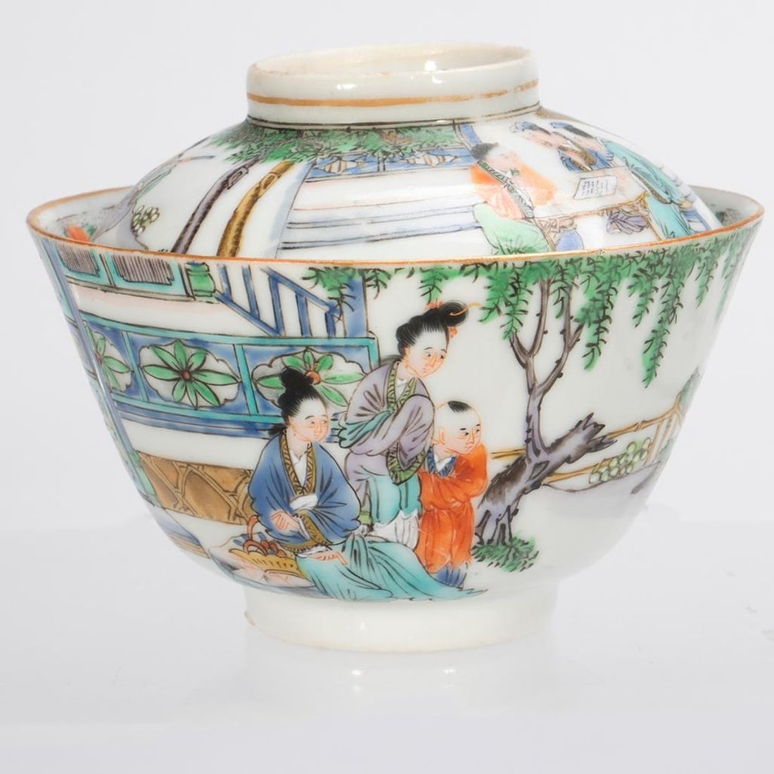 Six Chinese Porcelain Lidded Tea Bowls - 3