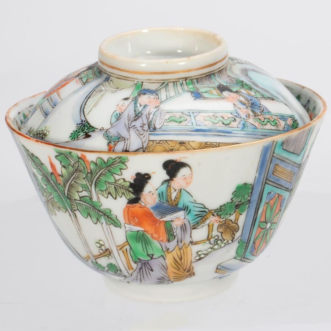 Six Chinese Porcelain Lidded Tea Bowls - 4