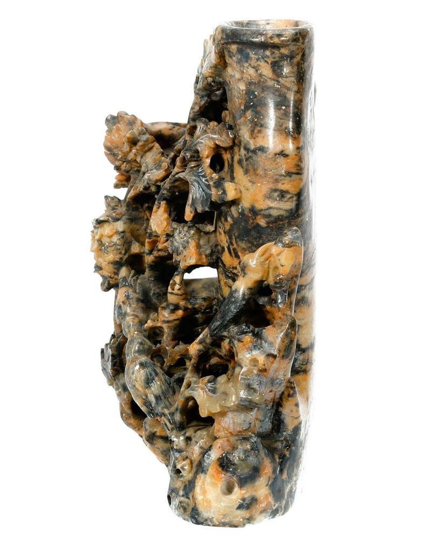 Chinese Carved Stone Double Vase. - 3