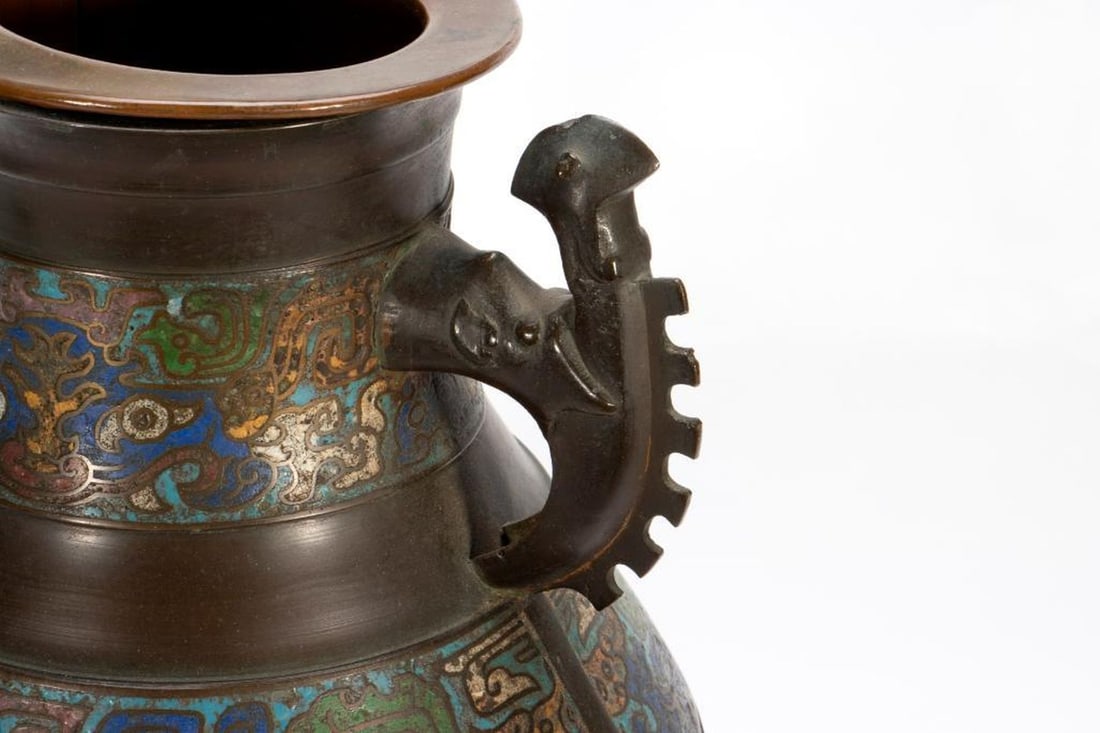 Chinese Archaistic Champleve Bronze Urn - 3