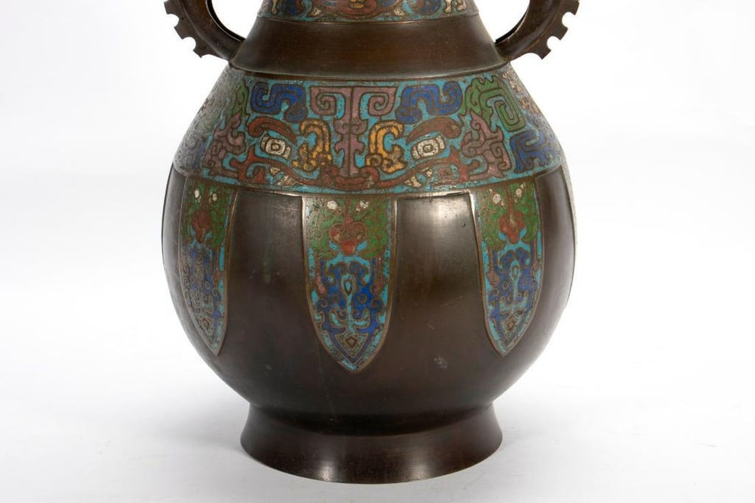 Chinese Archaistic Champleve Bronze Urn - 5
