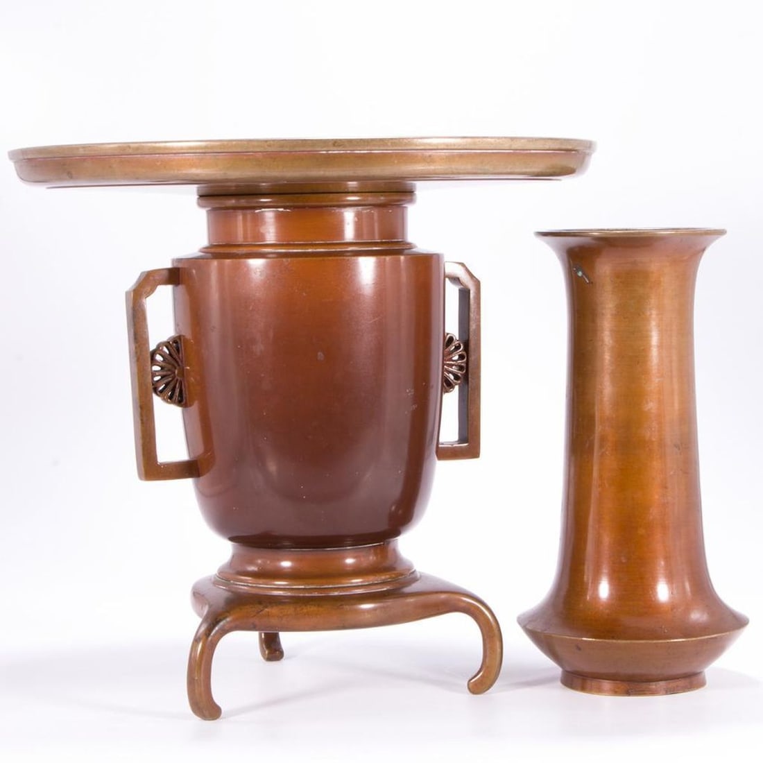 19th century Japanese bronze censer and vase. - 3