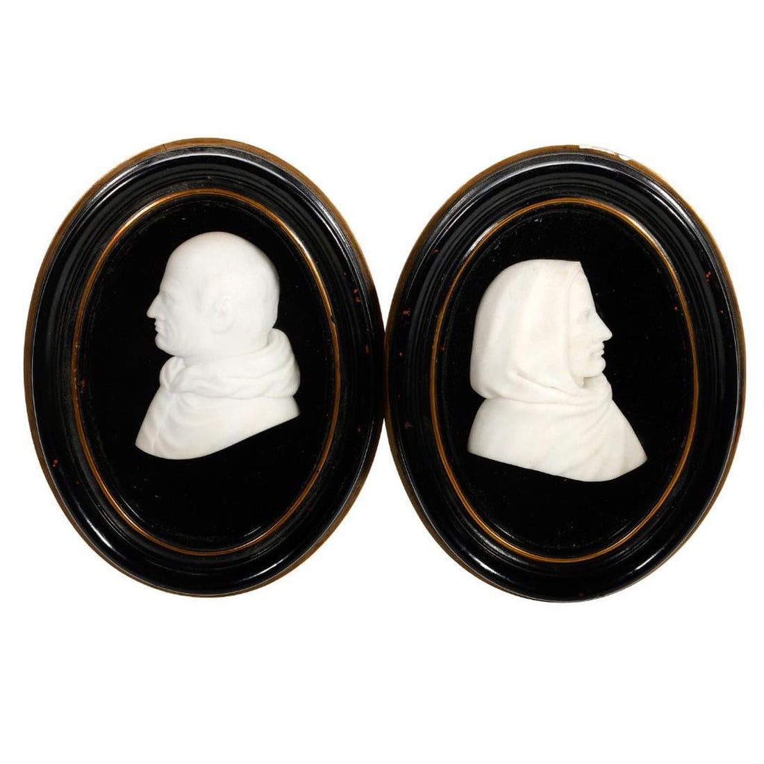 Pair Italian Alabaster Relief Profile Medallions (1 of 1)