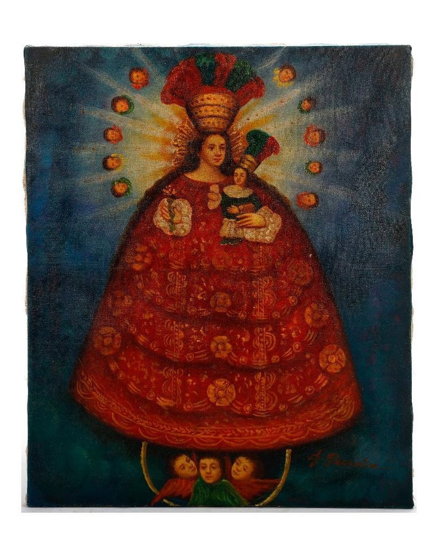 Contemporary Peruvian Painting, Virgin and Child (1 of 2)