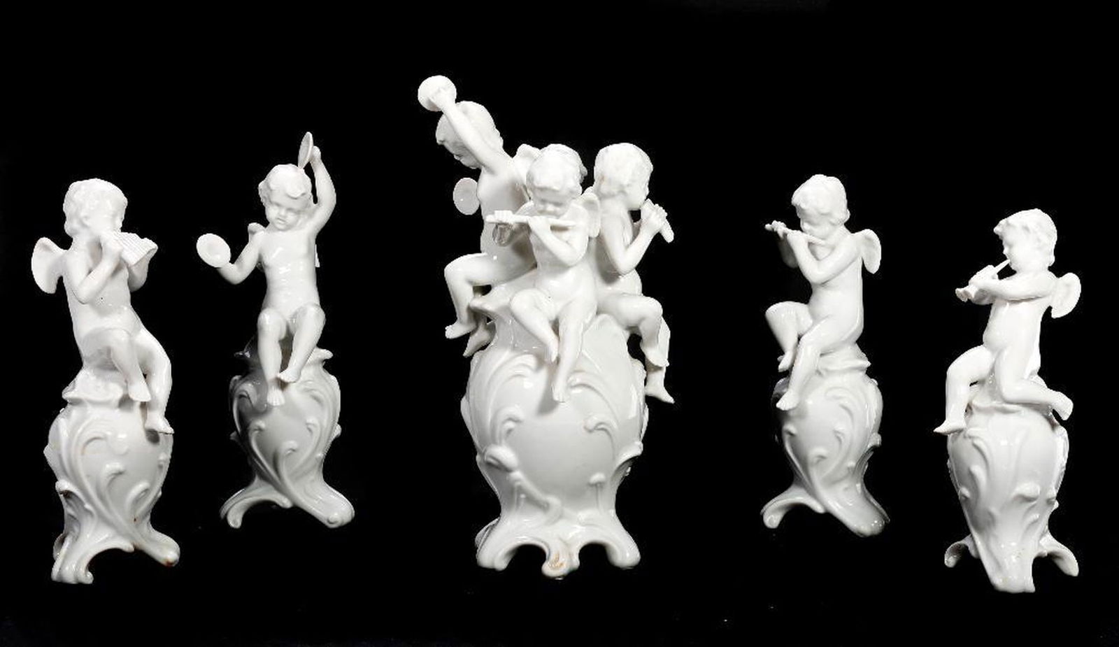 Capo Di Monte Style Blanc De Chine Figural Table Suite, Lot of 5 (1 of 5)