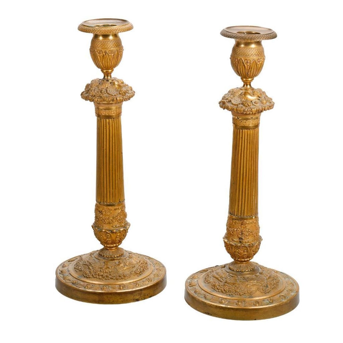 Pair Empire Style Gilt Bronze Candlesticks (1 of 2)