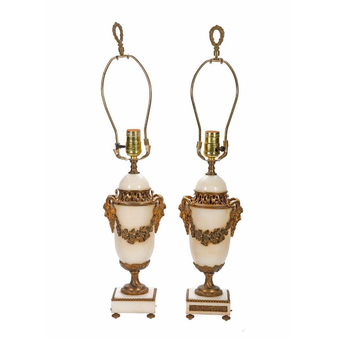 Pair Louis XVI Style Gilt Bronze and Marble Lamps (1 of 2)