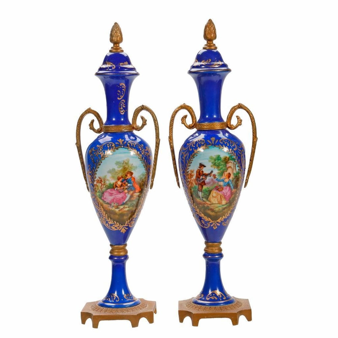 Pair Sevres Style Porcelain Urns (1 of 3)