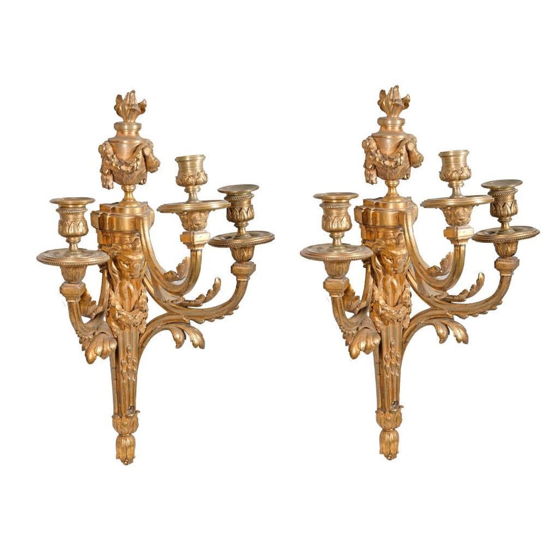 Pair Louis XVI Style Gilt Bronze Wall Lights (1 of 4)