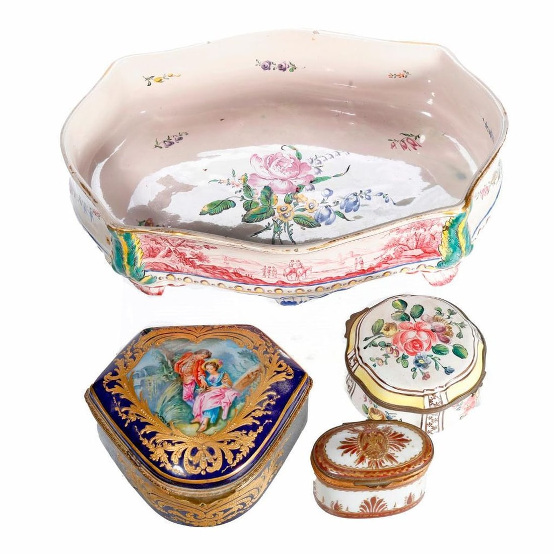 Three French Earthenware Boxes and Jardniere (1 of 8)